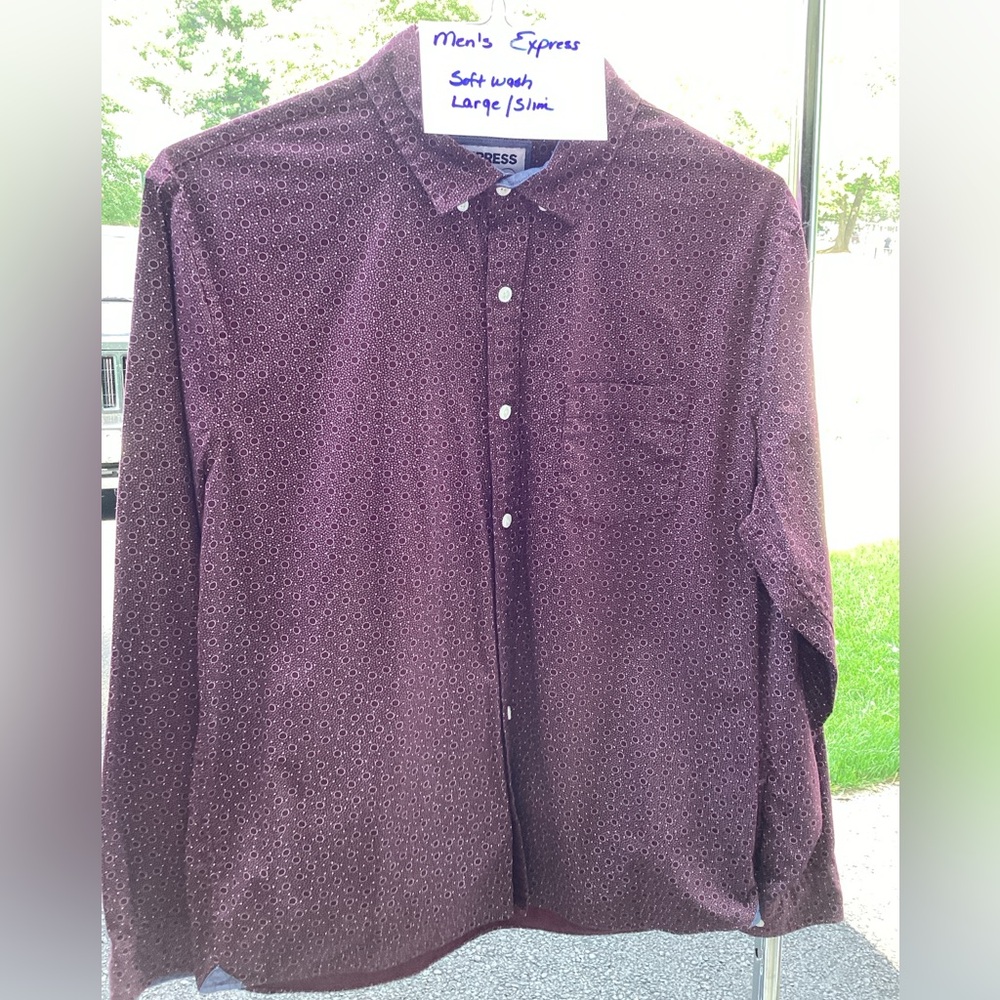 Express Purple Casual Button Down Shirt